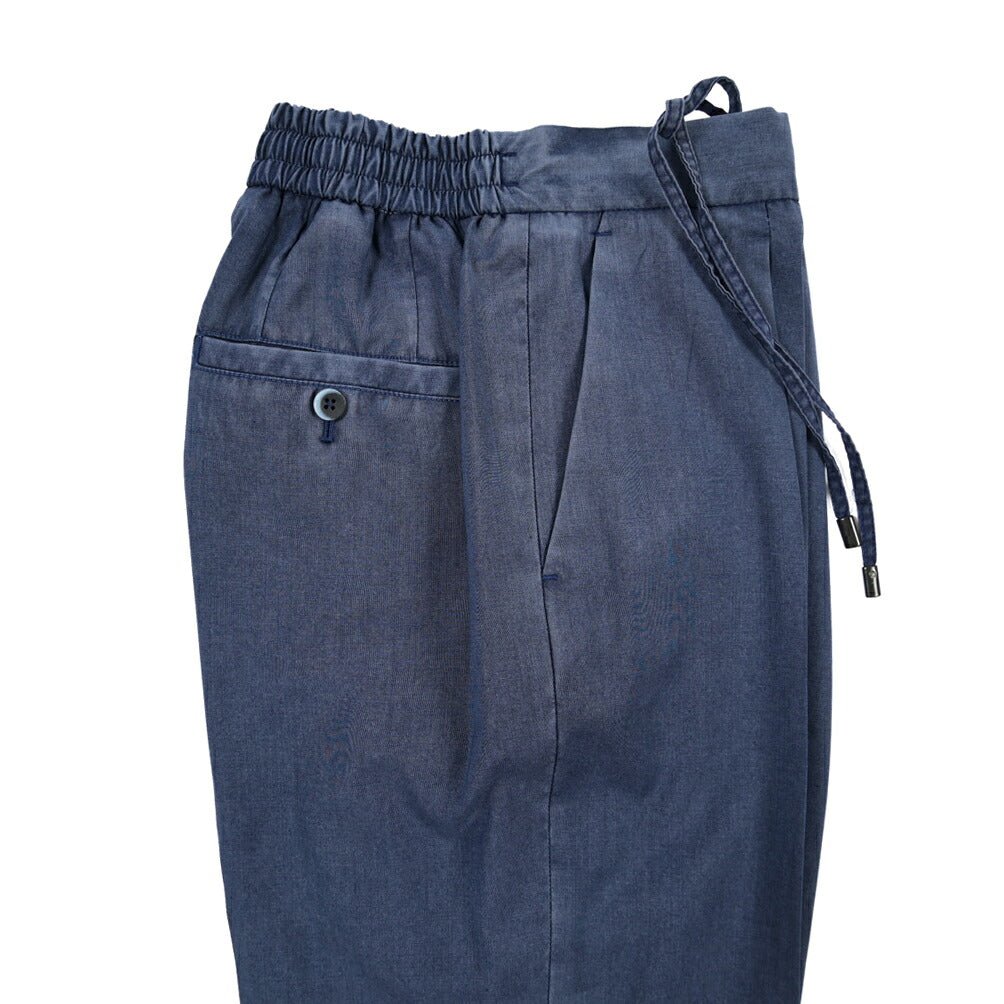 GTA “DAVIDE” ヴァージンウール100% ワンタックイージースラックス / COMFORT FIT ネイビー 44 | GUARDAROBA MILANO OFFICIAL STORE