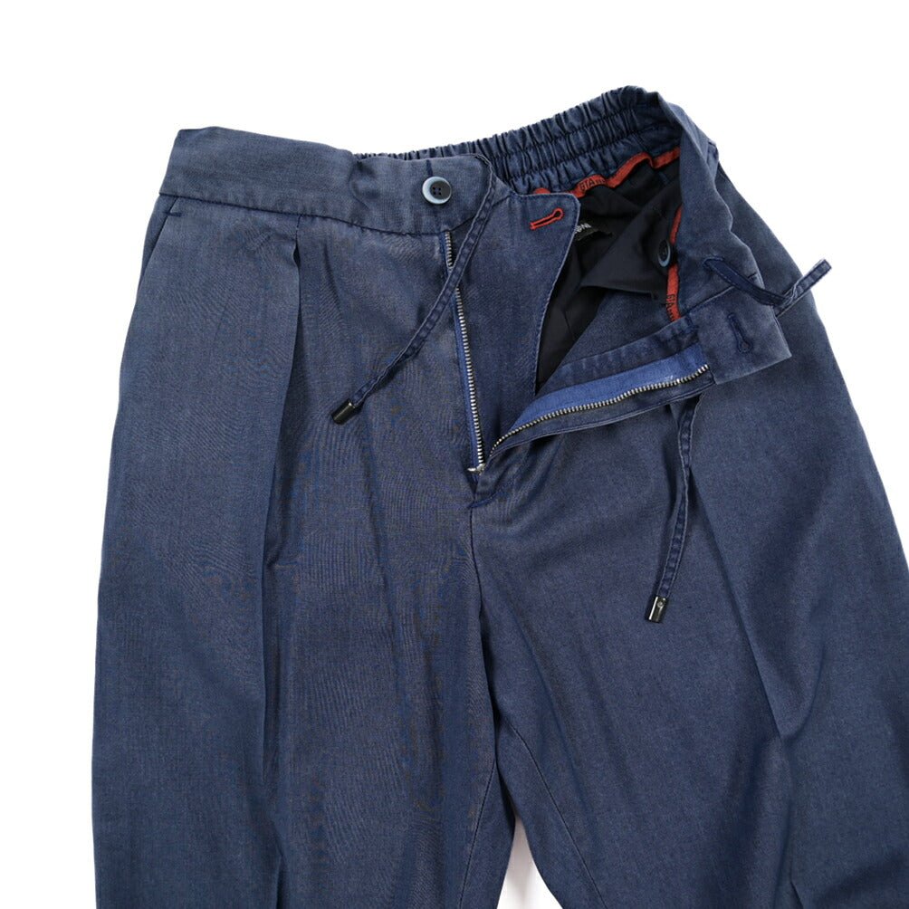 GTA “DAVIDE” ヴァージンウール100% ワンタックイージースラックス / COMFORT FIT ネイビー 44 | GUARDAROBA MILANO OFFICIAL STORE