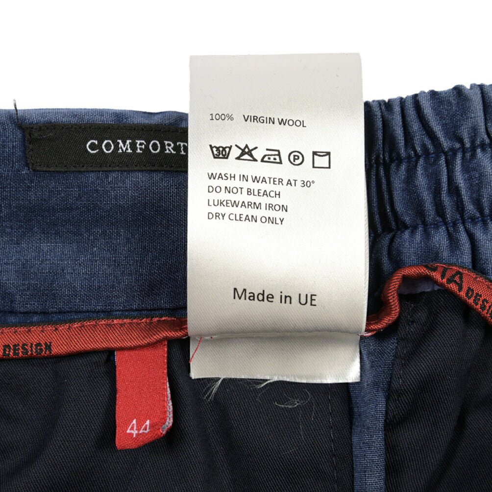 GTA “DAVIDE” ヴァージンウール100% ワンタックイージースラックス / COMFORT FIT ネイビー 44 | GUARDAROBA MILANO OFFICIAL STORE