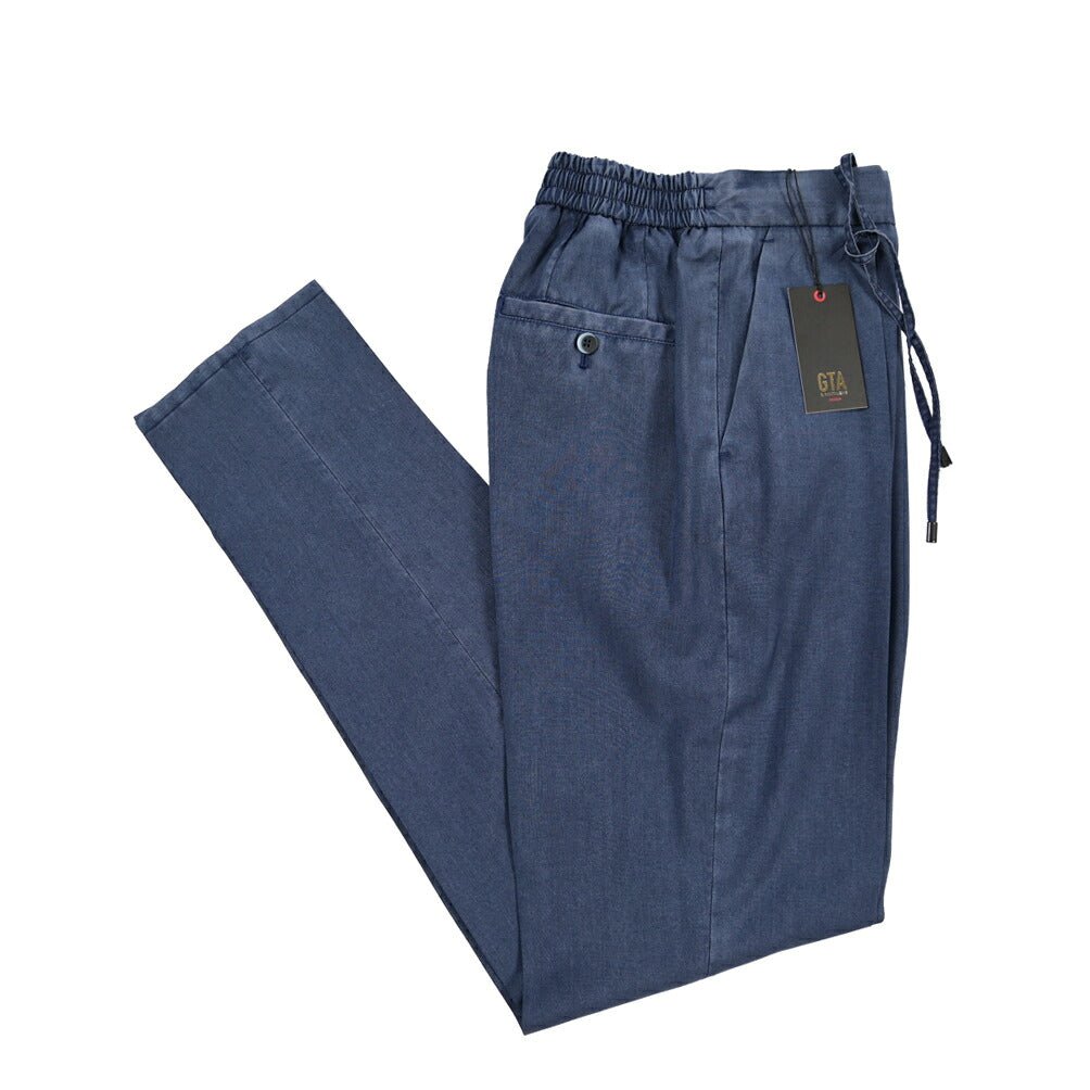 GTA “DAVIDE” ヴァージンウール100% ワンタックイージースラックス / COMFORT FIT ネイビー 44 | GUARDAROBA MILANO OFFICIAL STORE