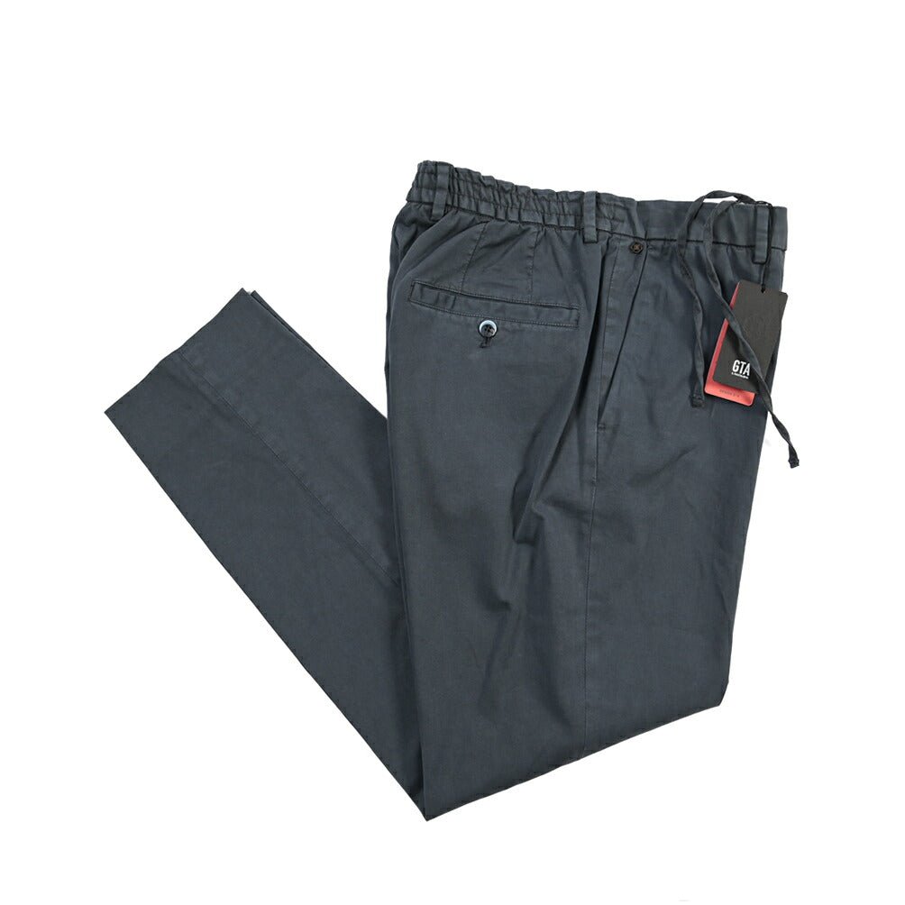 GTA “DAVIDE” リヨセル混コットン ノータックイージーパンツ / COMFORT FIT ネイビー 46 | GUARDAROBA MILANO OFFICIAL STORE
