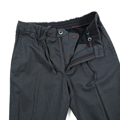 GTA “DAVIDE” リネン混コットン ノータックイージーパンツ / COMFORT FIT ネイビー 46 | GUARDAROBA MILANO OFFICIAL STORE