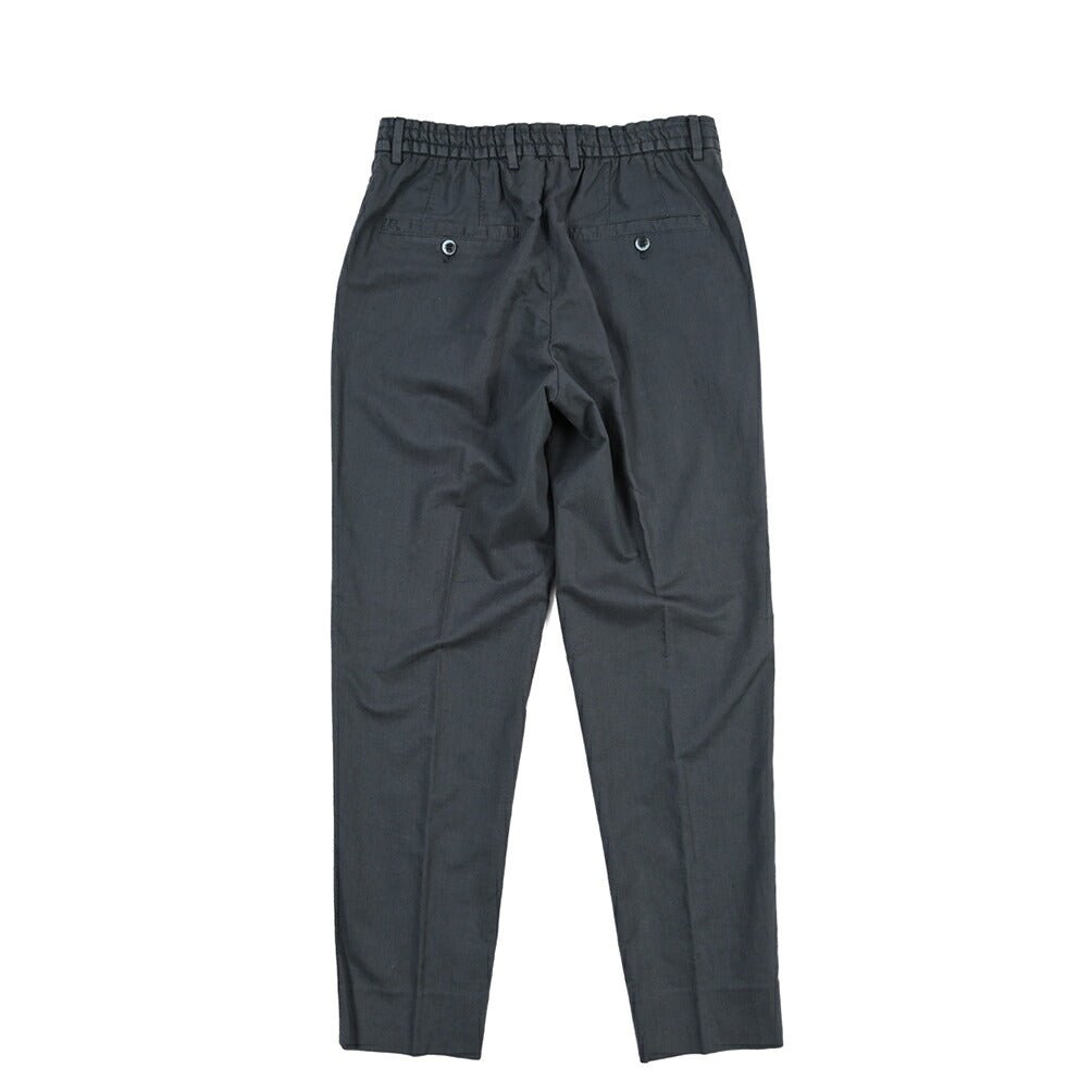 GTA “DAVIDE” リネン混コットン ノータックイージーパンツ / COMFORT FIT ネイビー 46 | GUARDAROBA MILANO OFFICIAL STORE
