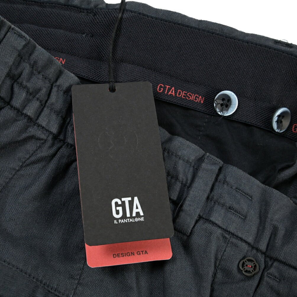GTA “DAVIDE” リネン混コットン ノータックイージーパンツ / COMFORT FIT ネイビー 46 | GUARDAROBA MILANO OFFICIAL STORE