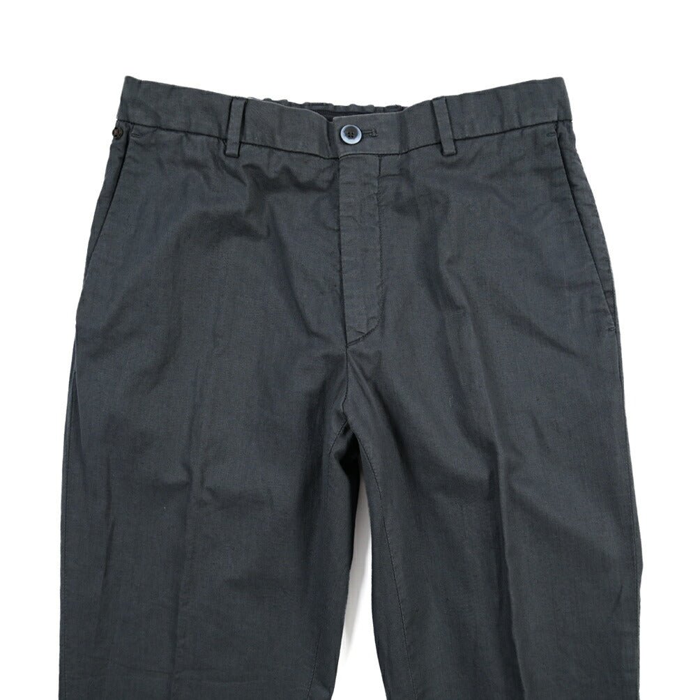 GTA “DAVIDE” リネン混コットン ノータックイージーパンツ / COMFORT FIT ネイビー 46 | GUARDAROBA MILANO OFFICIAL STORE