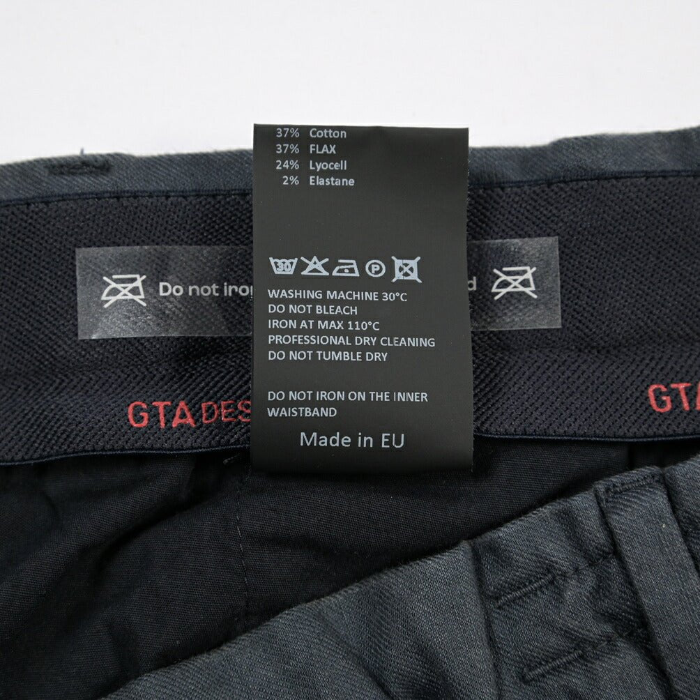 GTA “DAVIDE” リネン混コットン ノータックイージーパンツ / COMFORT FIT ネイビー 46 | GUARDAROBA MILANO OFFICIAL STORE