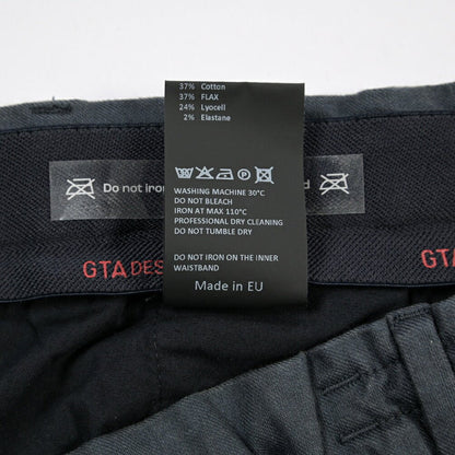 GTA “DAVIDE” リネン混コットン ノータックイージーパンツ / COMFORT FIT ネイビー 46 | GUARDAROBA MILANO OFFICIAL STORE