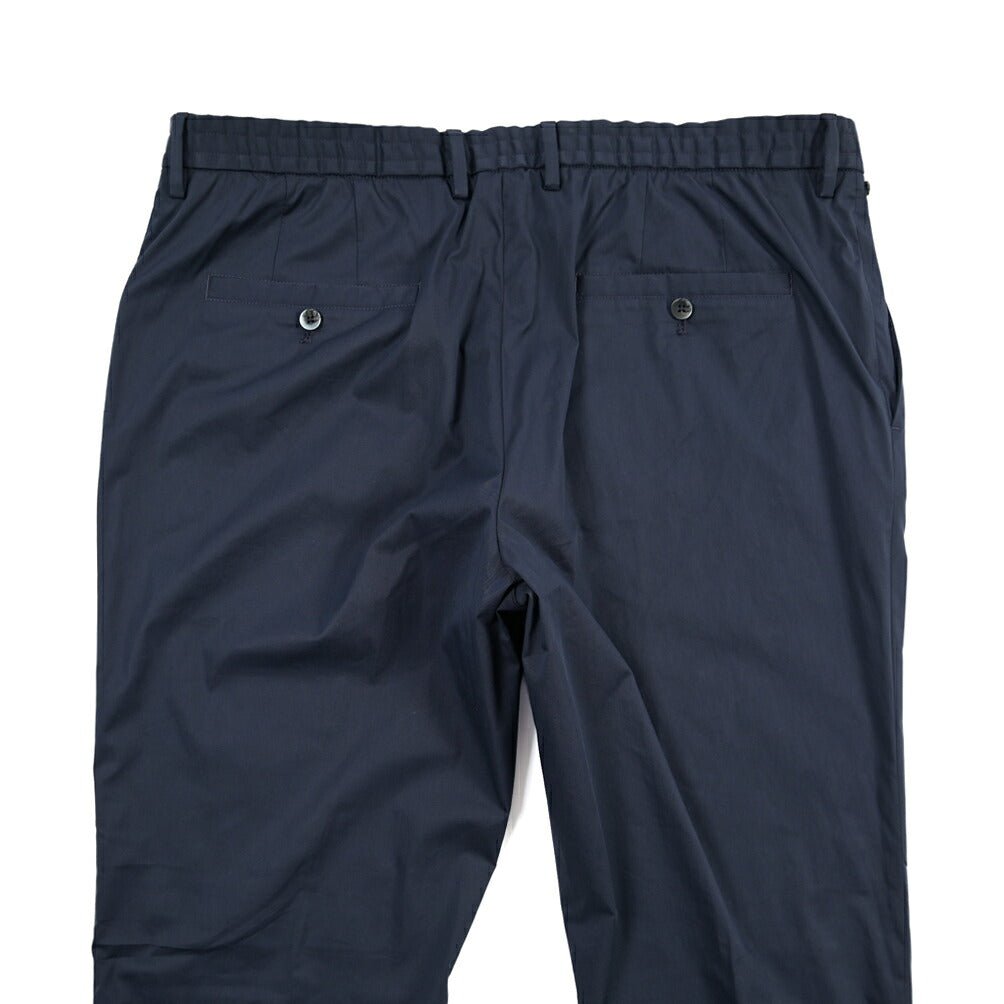 GTA “DAVIDE” ナイロン混コットン ノータックイージーパンツ / COMFORT FIT ネイビー 58 | GUARDAROBA MILANO OFFICIAL STORE