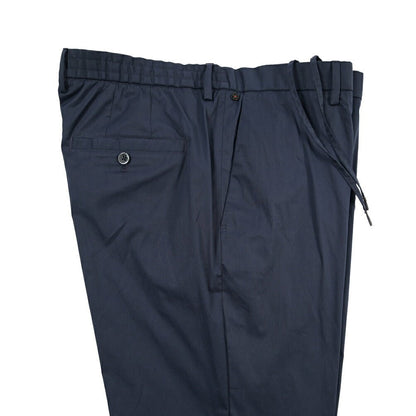 GTA “DAVIDE” ナイロン混コットン ノータックイージーパンツ / COMFORT FIT ネイビー 58 | GUARDAROBA MILANO OFFICIAL STORE