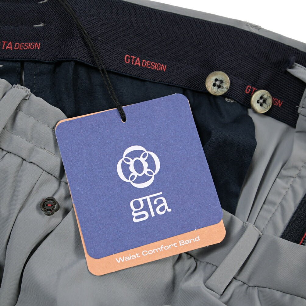 GTA “DAVIDE” 高機能ストレッチポリエステル ドローコード付きノータックパンツ / COMFORT FIT グレー 50 | GUARDAROBA MILANO OFFICIAL STORE
