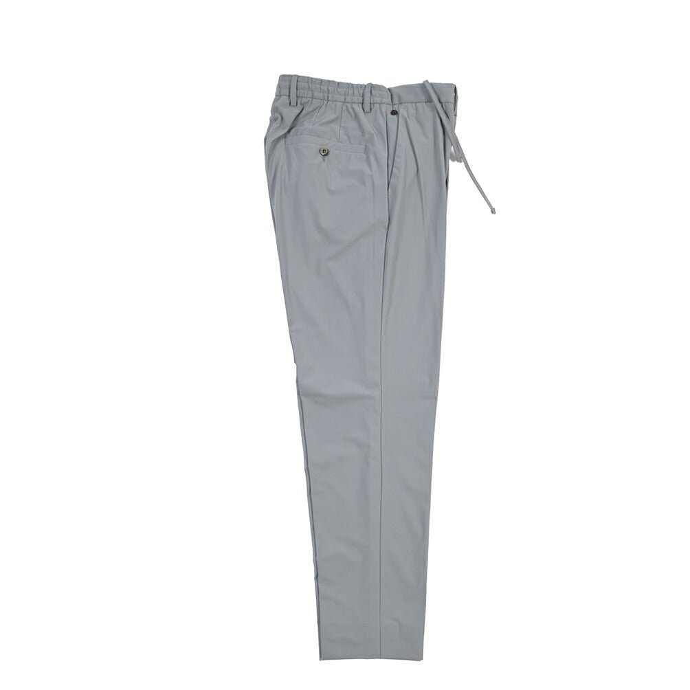 GTA “DAVIDE” 高機能ストレッチポリエステル ドローコード付きノータックパンツ / COMFORT FIT グレー 50 | GUARDAROBA MILANO OFFICIAL STORE