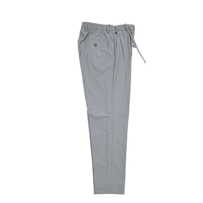 GTA “DAVIDE” 高機能ストレッチポリエステル ドローコード付きノータックパンツ / COMFORT FIT グレー 50 | GUARDAROBA MILANO OFFICIAL STORE