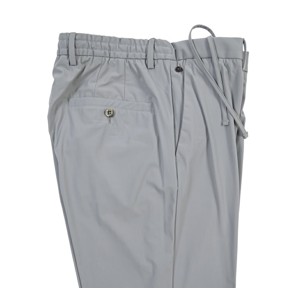 GTA “DAVIDE” 高機能ストレッチポリエステル ドローコード付きノータックパンツ / COMFORT FIT グレー 50 | GUARDAROBA MILANO OFFICIAL STORE