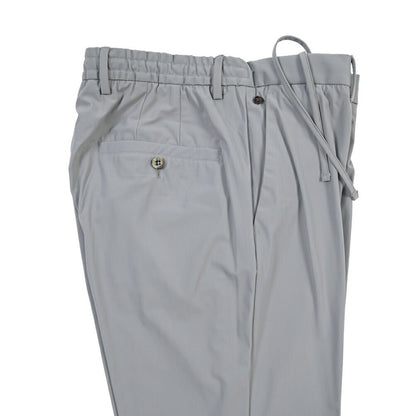 GTA “DAVIDE” 高機能ストレッチポリエステル ドローコード付きノータックパンツ / COMFORT FIT グレー 50 | GUARDAROBA MILANO OFFICIAL STORE
