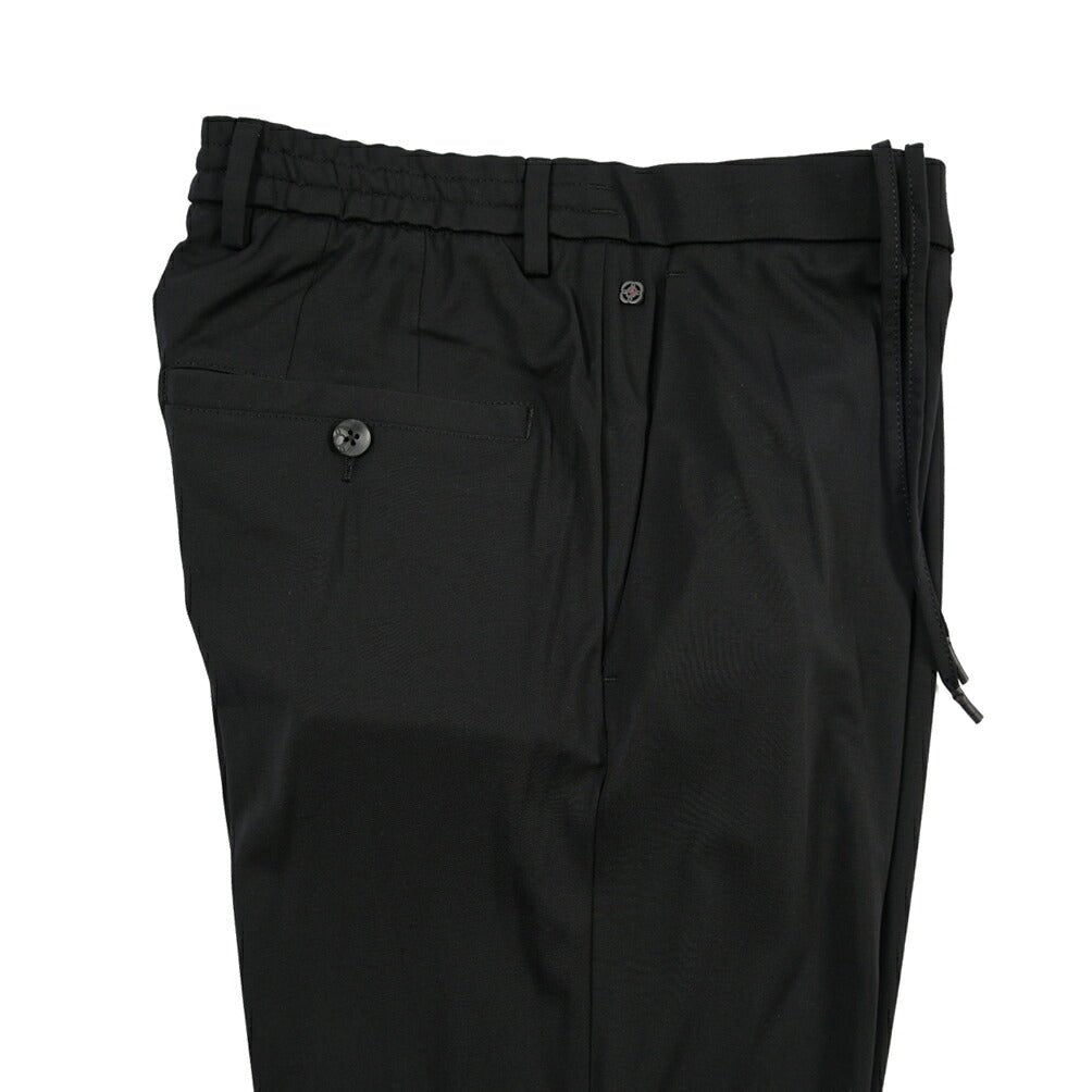 GTA “DAVIDE” ビスコース混ストレッチナイロン ノータックイージーパンツ / COMFORT FIT ブラック 46 | GUARDAROBA MILANO OFFICIAL STORE