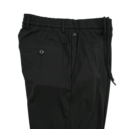 GTA “DAVIDE” ビスコース混ストレッチナイロン ノータックイージーパンツ / COMFORT FIT ブラック 46 | GUARDAROBA MILANO OFFICIAL STORE