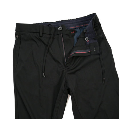 GTA “DAVIDE” ビスコース混ストレッチナイロン ノータックイージーパンツ / COMFORT FIT ブラック 46 | GUARDAROBA MILANO OFFICIAL STORE
