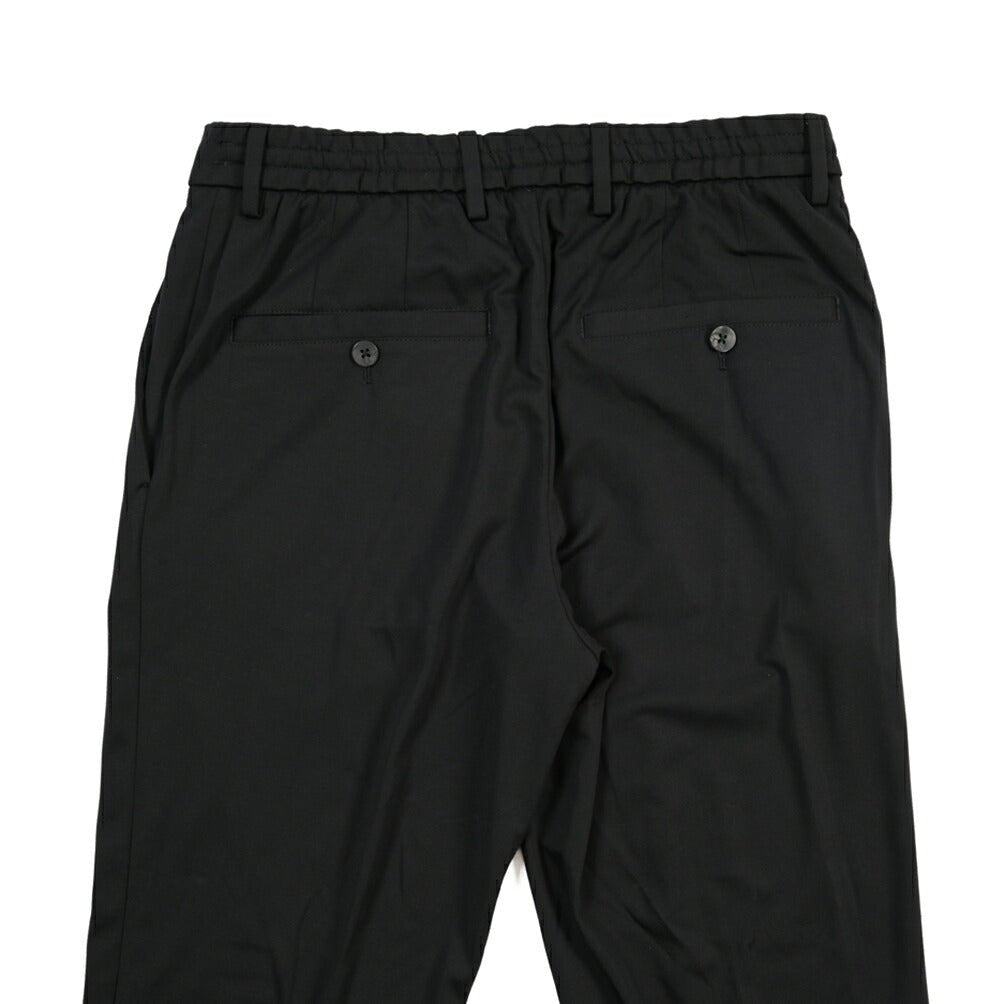 GTA “DAVIDE” ビスコース混ストレッチナイロン ノータックイージーパンツ / COMFORT FIT ブラック 46 | GUARDAROBA MILANO OFFICIAL STORE