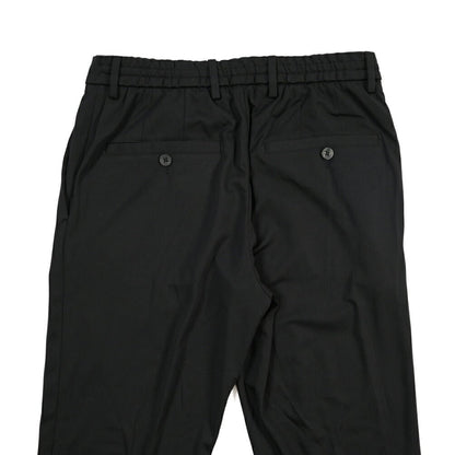 GTA “DAVIDE” ビスコース混ストレッチナイロン ノータックイージーパンツ / COMFORT FIT ブラック 46 | GUARDAROBA MILANO OFFICIAL STORE