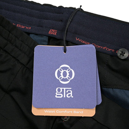 GTA “DAVIDE” ビスコース混ストレッチナイロン ノータックイージーパンツ / COMFORT FIT ブラック 46 | GUARDAROBA MILANO OFFICIAL STORE