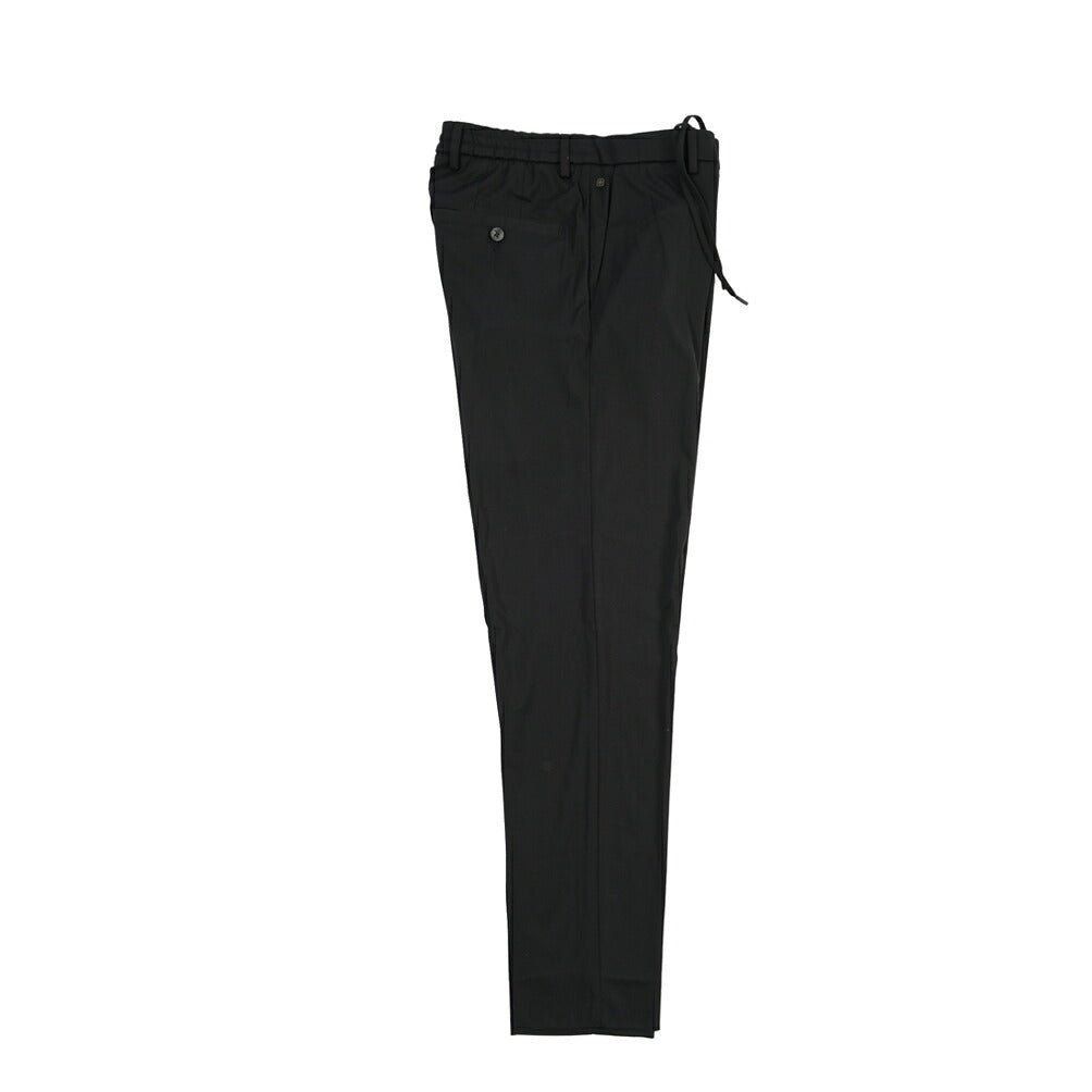 GTA “DAVIDE” ビスコース混ストレッチナイロン ノータックイージーパンツ / COMFORT FIT ブラック 46 | GUARDAROBA MILANO OFFICIAL STORE