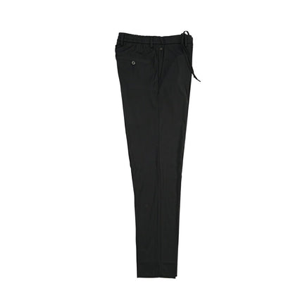 GTA “DAVIDE” ビスコース混ストレッチナイロン ノータックイージーパンツ / COMFORT FIT ブラック 46 | GUARDAROBA MILANO OFFICIAL STORE