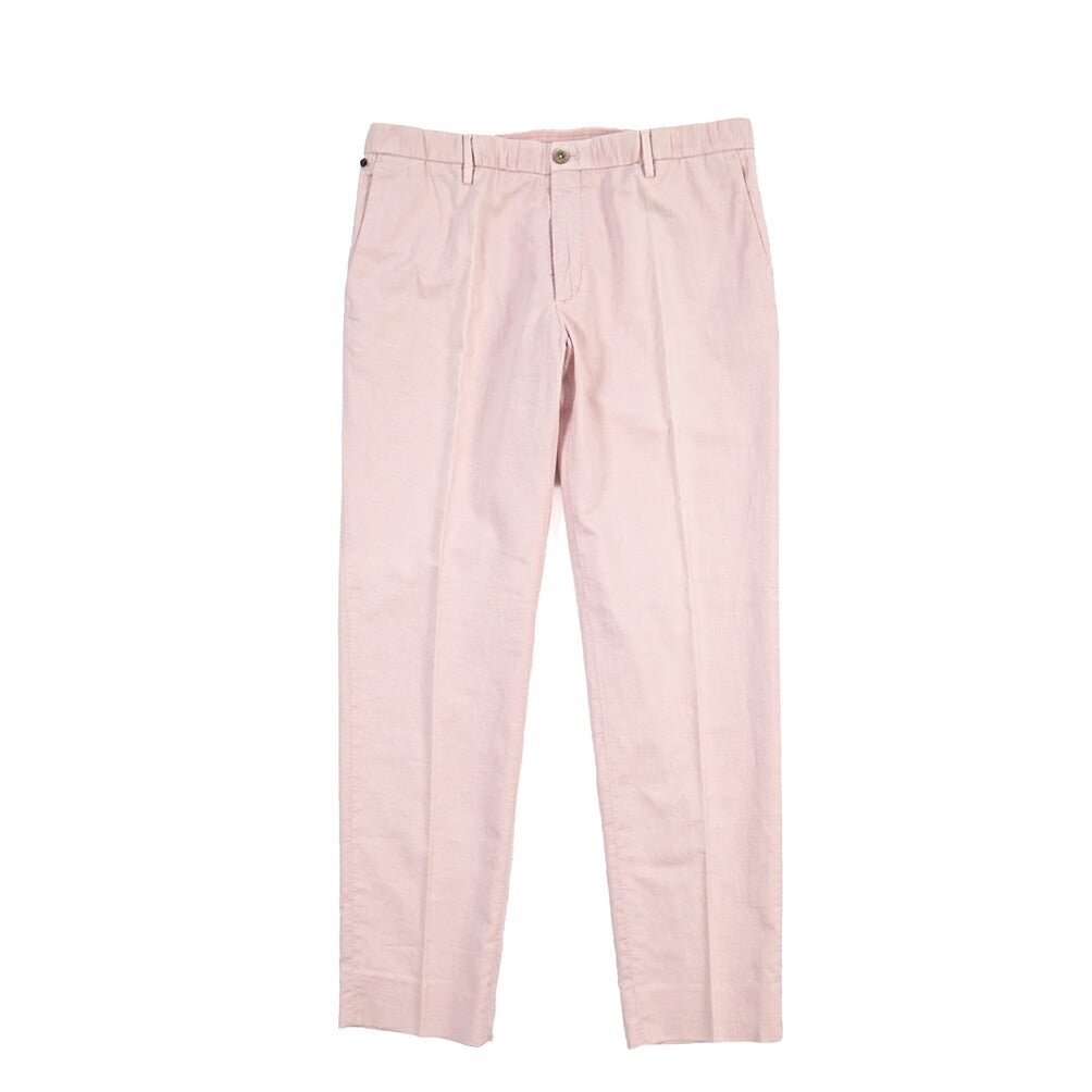 GTA “DAVIDE” リネン混コットン ノータックイージーパンツ / COMFORT FIT ピンク 54 | GUARDAROBA MILANO OFFICIAL STORE