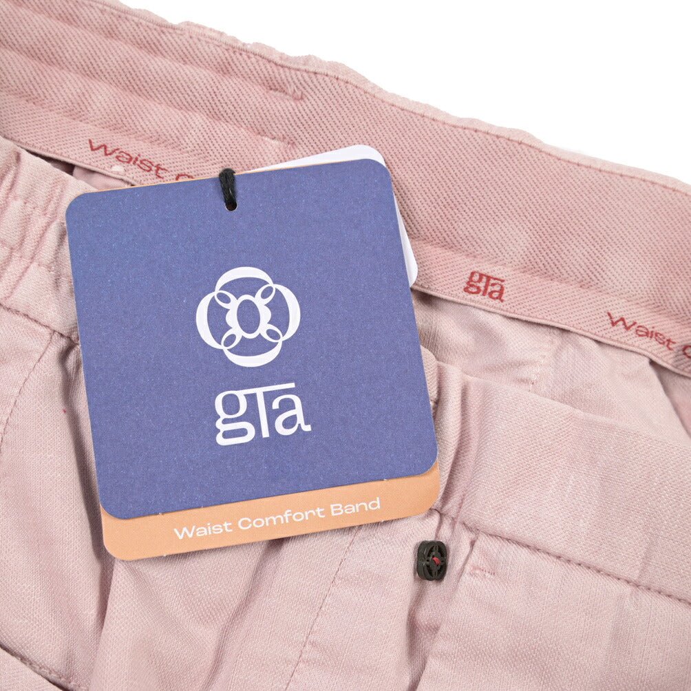 GTA “DAVIDE” リネン混コットン ノータックイージーパンツ / COMFORT FIT ピンク 54 | GUARDAROBA MILANO OFFICIAL STORE