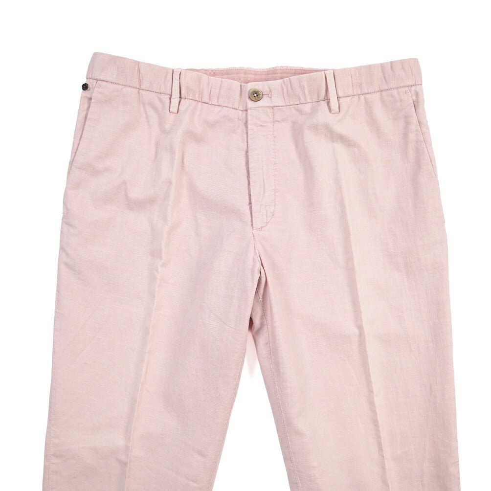 GTA “DAVIDE” リネン混コットン ノータックイージーパンツ / COMFORT FIT ピンク 54 | GUARDAROBA MILANO OFFICIAL STORE