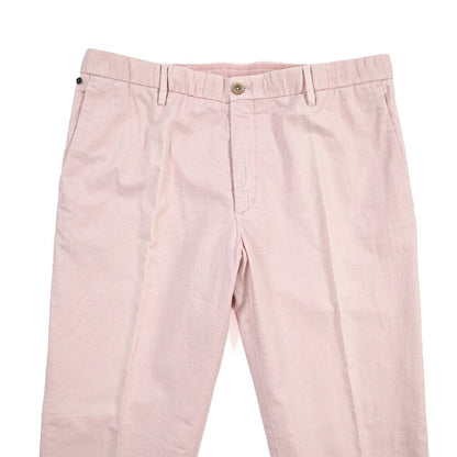 GTA “DAVIDE” リネン混コットン ノータックイージーパンツ / COMFORT FIT ピンク 54 | GUARDAROBA MILANO OFFICIAL STORE