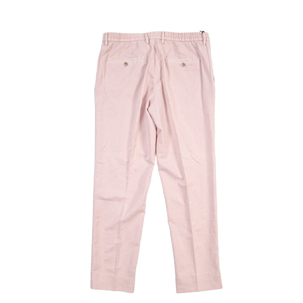 GTA “DAVIDE” リネン混コットン ノータックイージーパンツ / COMFORT FIT ピンク 54 | GUARDAROBA MILANO OFFICIAL STORE