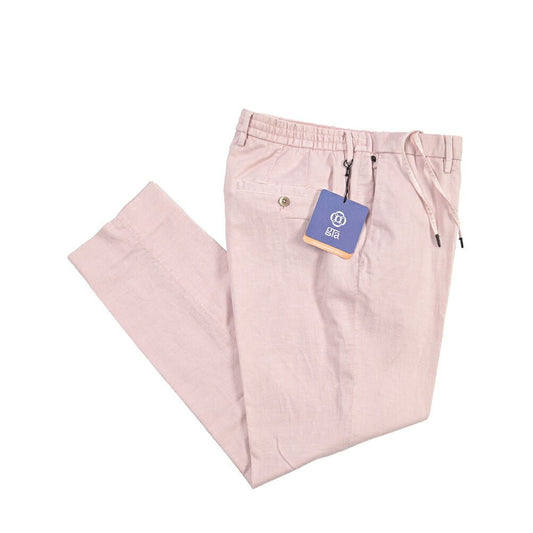 GTA “DAVIDE” リネン混コットン ノータックイージーパンツ / COMFORT FIT ピンク 54 | GUARDAROBA MILANO OFFICIAL STORE