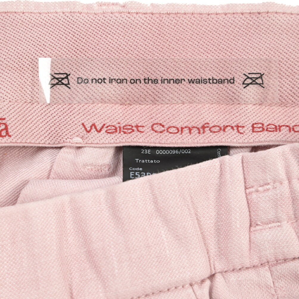 GTA “DAVIDE” リネン混コットン ノータックイージーパンツ / COMFORT FIT ピンク 54 | GUARDAROBA MILANO OFFICIAL STORE