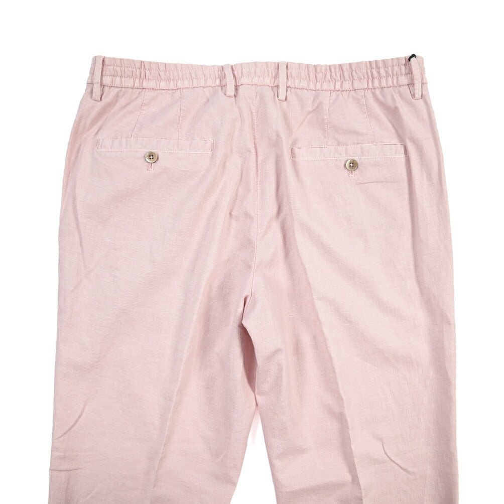 GTA “DAVIDE” リネン混コットン ノータックイージーパンツ / COMFORT FIT ピンク 54 | GUARDAROBA MILANO OFFICIAL STORE
