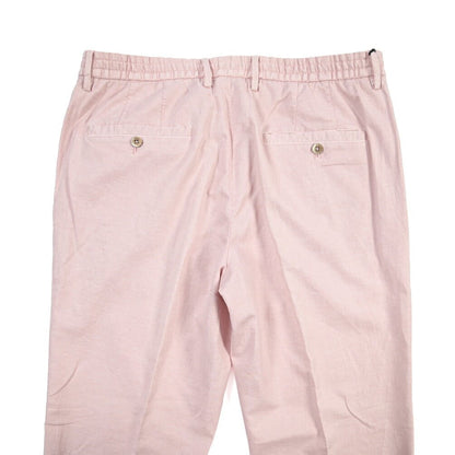GTA “DAVIDE” リネン混コットン ノータックイージーパンツ / COMFORT FIT ピンク 54 | GUARDAROBA MILANO OFFICIAL STORE