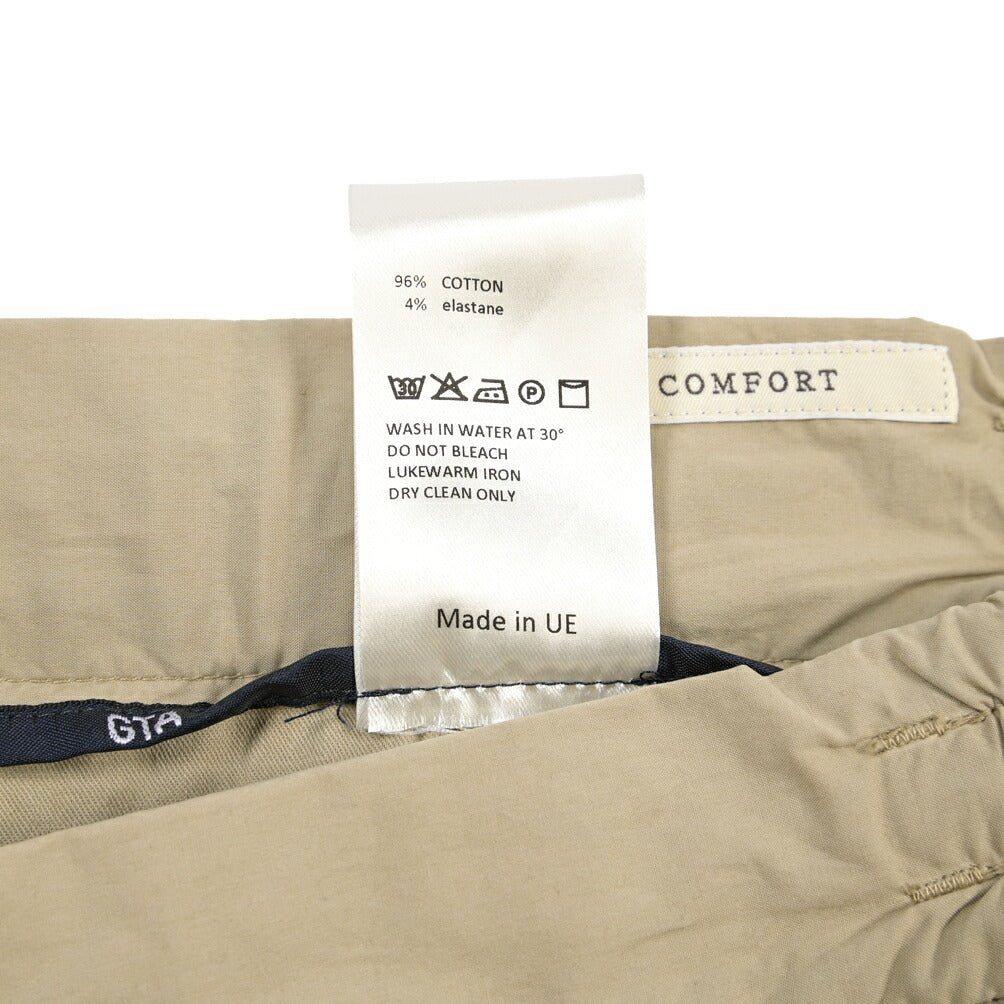 GTA “DAVIDE” ストレッチコットン ワンタックイージーパンツ / COMFORT FIT ベージュ 46 | GUARDAROBA MILANO OFFICIAL STORE