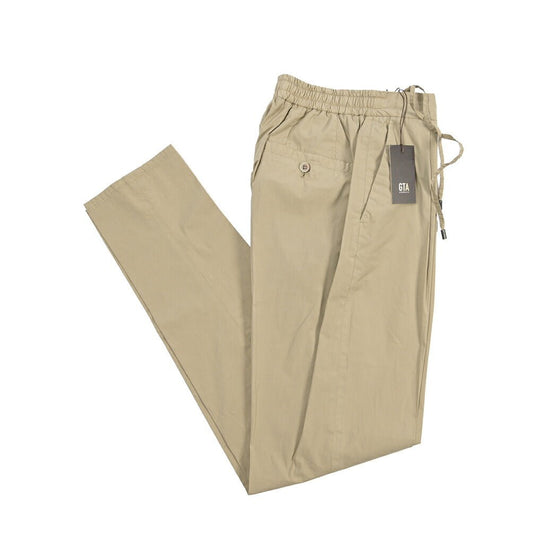 GTA “DAVIDE” ストレッチコットン ワンタックイージーパンツ / COMFORT FIT ベージュ 46 | GUARDAROBA MILANO OFFICIAL STORE