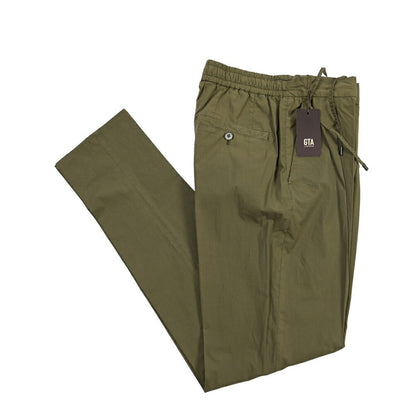 GTA “DAVIDE” ストレッチコットン ワンタックイージーパンツ / COMFORT FIT カーキグリーン 46 | GUARDAROBA MILANO OFFICIAL STORE