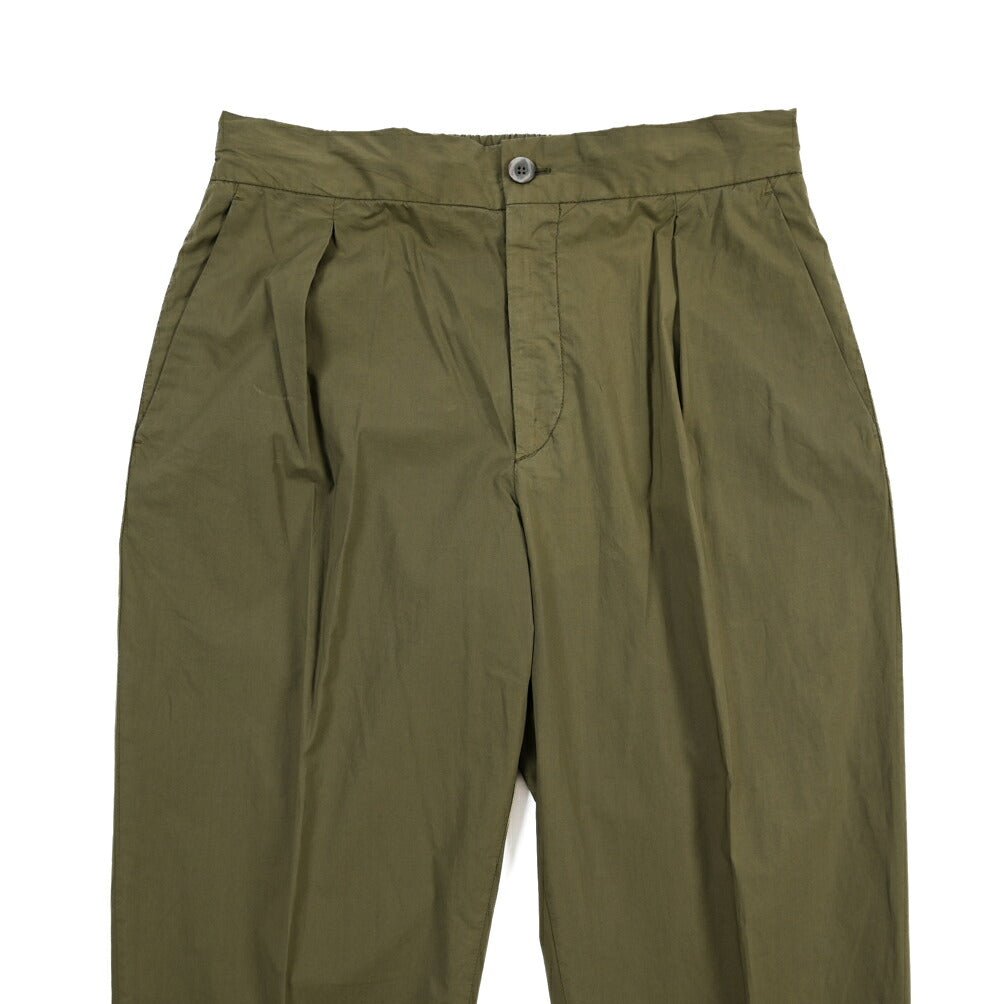 GTA “DAVIDE” ストレッチコットン ワンタックイージーパンツ / COMFORT FIT カーキグリーン 46 | GUARDAROBA MILANO OFFICIAL STORE