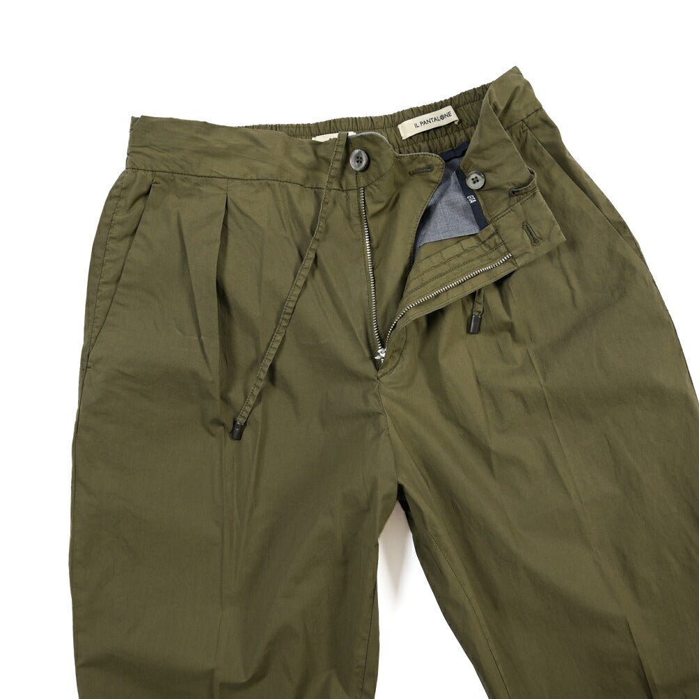 GTA “DAVIDE” ストレッチコットン ワンタックイージーパンツ / COMFORT FIT カーキグリーン 46 | GUARDAROBA MILANO OFFICIAL STORE