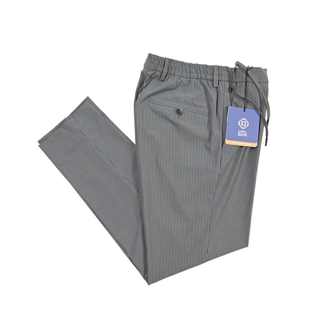GTA “DAVIDE” ストレッチポリエステル ノータックドローコードパンツ / COMFORT FIT グレー 48 | GUARDAROBA MILANO OFFICIAL STORE