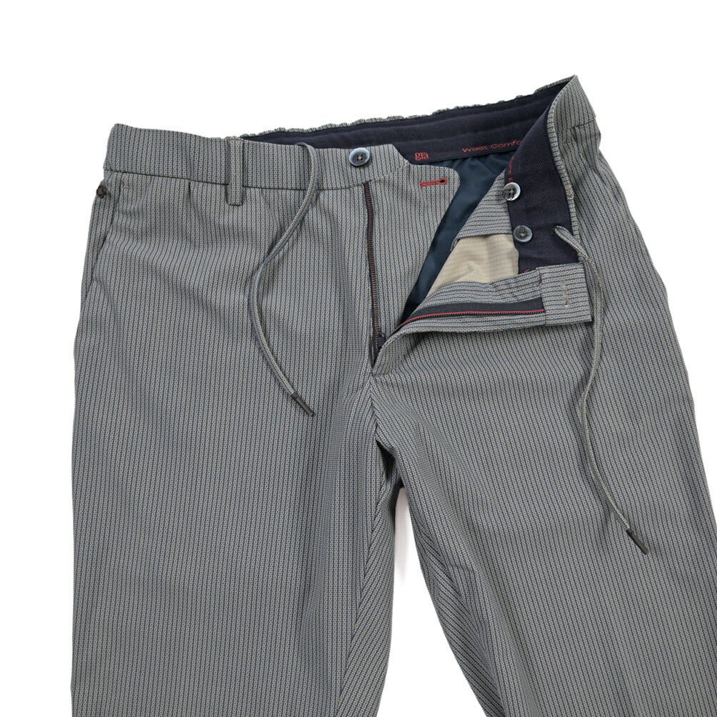 GTA “DAVIDE” ストレッチポリエステル ノータックドローコードパンツ / COMFORT FIT グレー 48 | GUARDAROBA MILANO OFFICIAL STORE