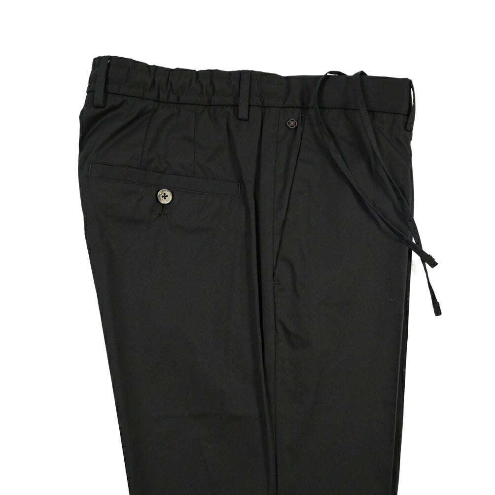 GTA “DAVIDE” ナイロン混コットン ノータックイージーパンツ / COMFORT FIT ブラック 50 | GUARDAROBA MILANO OFFICIAL STORE