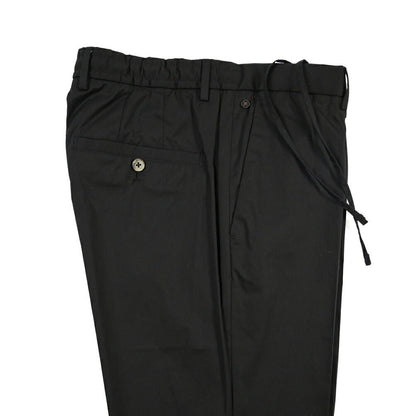 GTA “DAVIDE” ナイロン混コットン ノータックイージーパンツ / COMFORT FIT ブラック 50 | GUARDAROBA MILANO OFFICIAL STORE