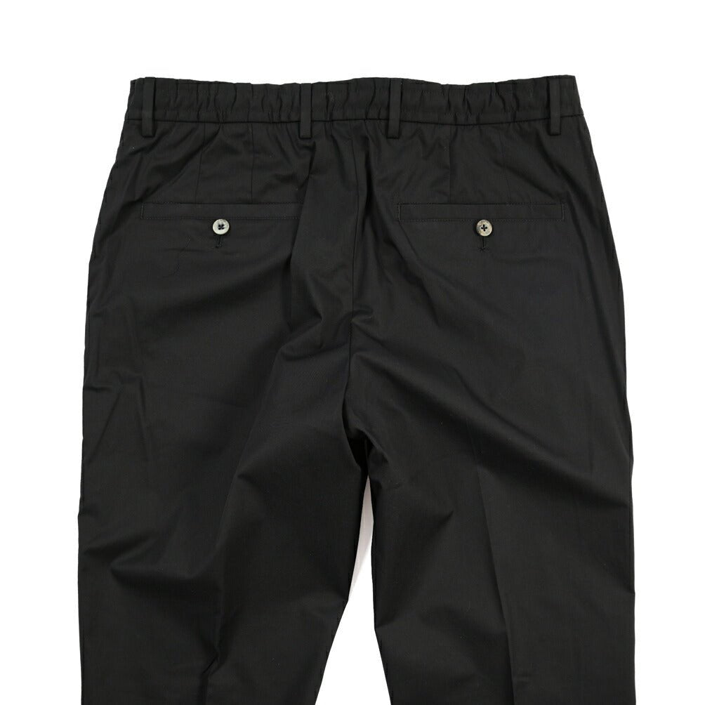 GTA “DAVIDE” ナイロン混コットン ノータックイージーパンツ / COMFORT FIT ブラック 50 | GUARDAROBA MILANO OFFICIAL STORE