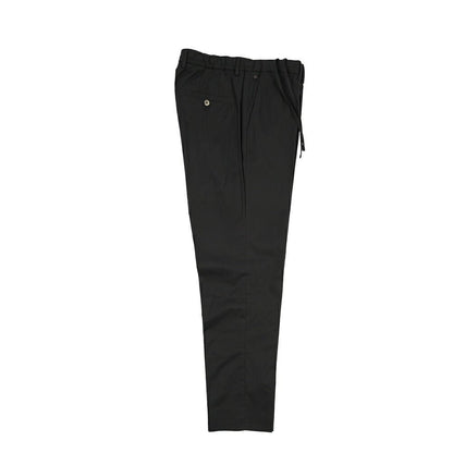 GTA “DAVIDE” ナイロン混コットン ノータックイージーパンツ / COMFORT FIT ブラック 50 | GUARDAROBA MILANO OFFICIAL STORE