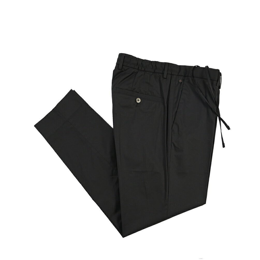 GTA “DAVIDE” ナイロン混コットン ノータックイージーパンツ / COMFORT FIT ブラック 50 | GUARDAROBA MILANO OFFICIAL STORE