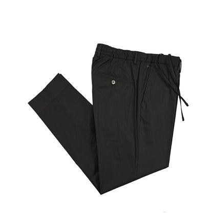 GTA “DAVIDE” ナイロン混コットン ノータックイージーパンツ / COMFORT FIT ブラック 50 | GUARDAROBA MILANO OFFICIAL STORE