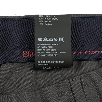 GTA “DAVIDE” ヴァージンウール混ポリエステル ノータックイージーパンツ / COMFORT FIT グレー 48 | GUARDAROBA MILANO OFFICIAL STORE