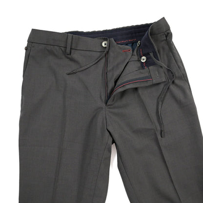 GTA “DAVIDE” ヴァージンウール混ポリエステル ノータックイージーパンツ / COMFORT FIT グレー 48 | GUARDAROBA MILANO OFFICIAL STORE